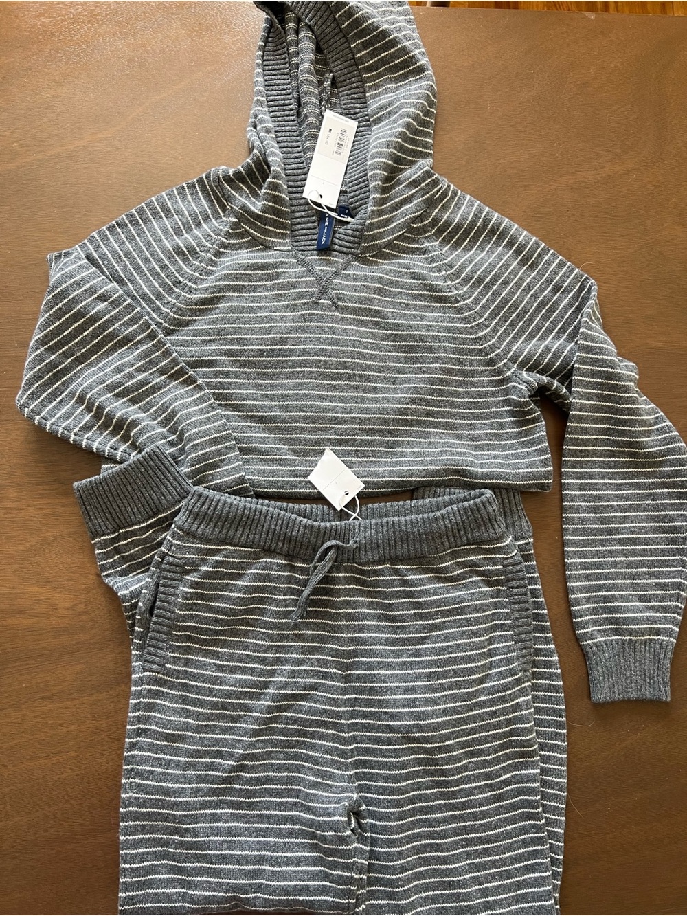 Janie and Jack Striped Hooded Sweater and Joggers - Size 7